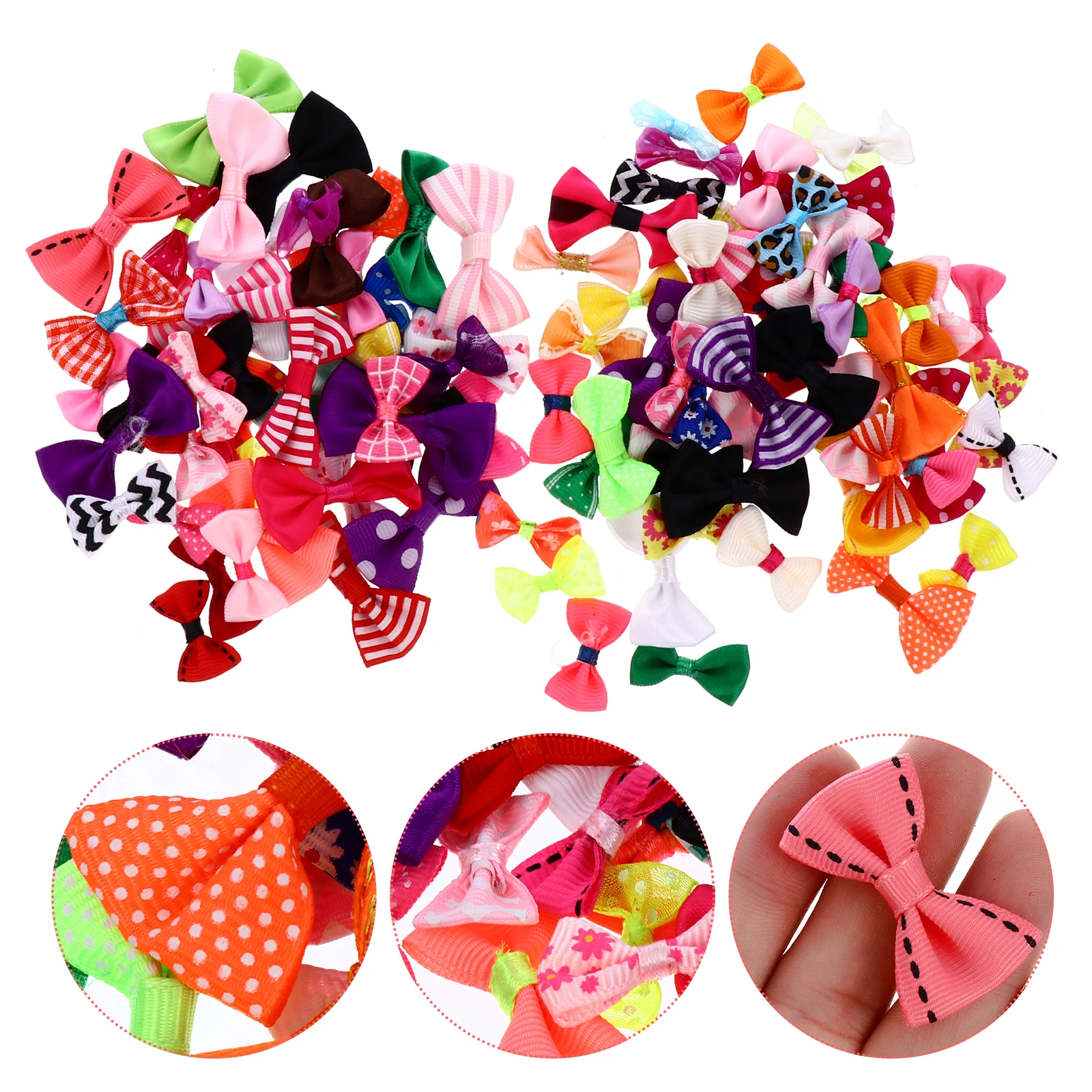 

100Pcs Mini Ribbon Butterfly Bowknot Bows Small Size Decorative DIY Craft Bows for Party Festival Christmas Tree Accessories