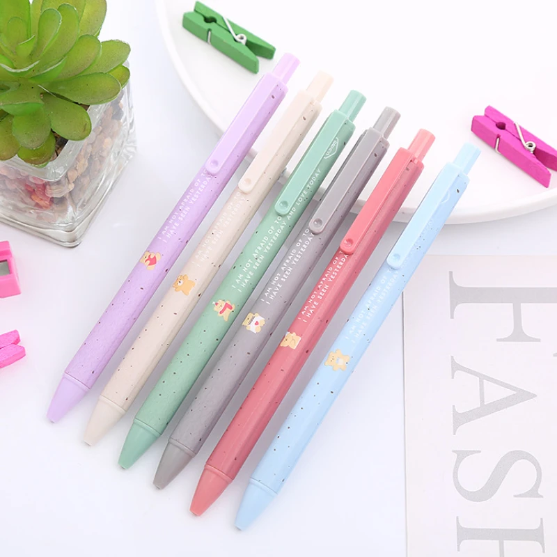 

50PCS Mocha Bear Press Rollerball pen Student Pen Press Pen High Face Style Office Stationery Signature Pen
