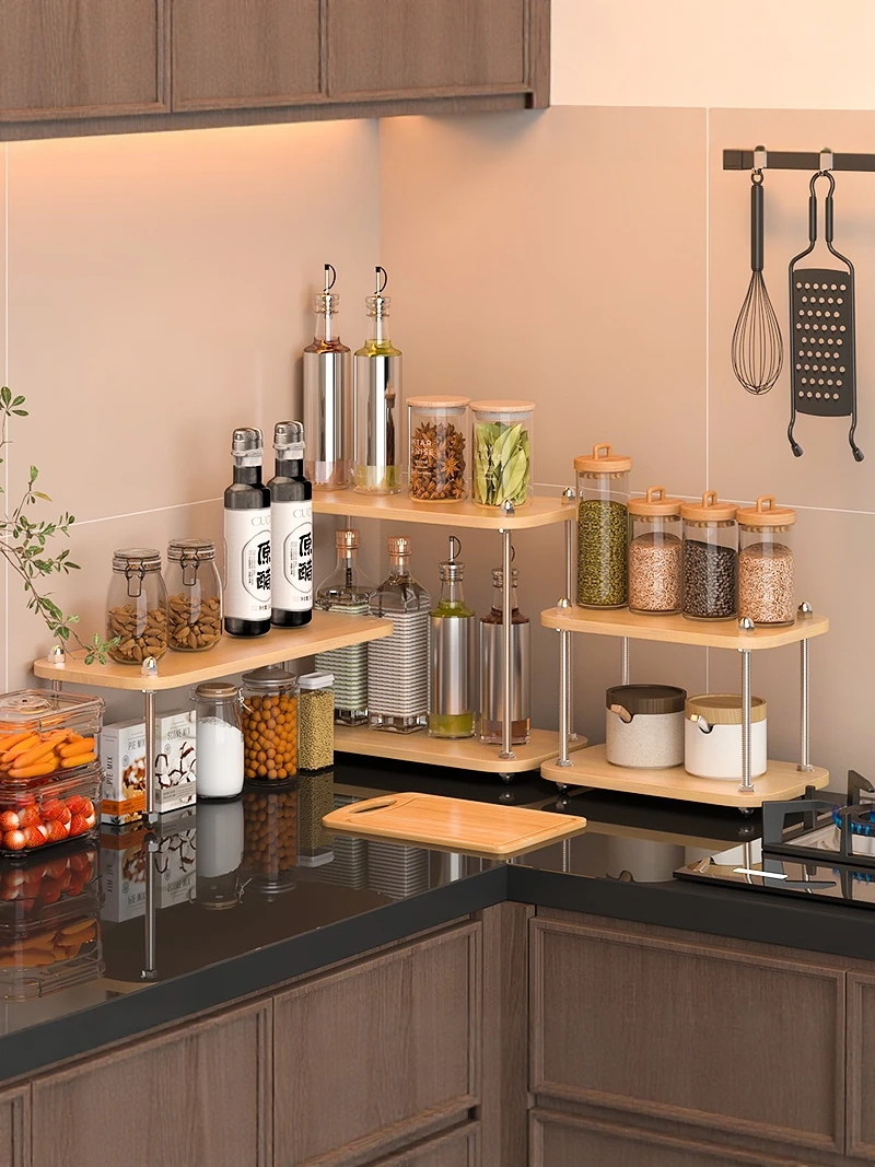 

Многофункциональный угловой органайзер для кухни: простой держатель для приправ, настольный органайзер с регулируемой высотой, легкая установка