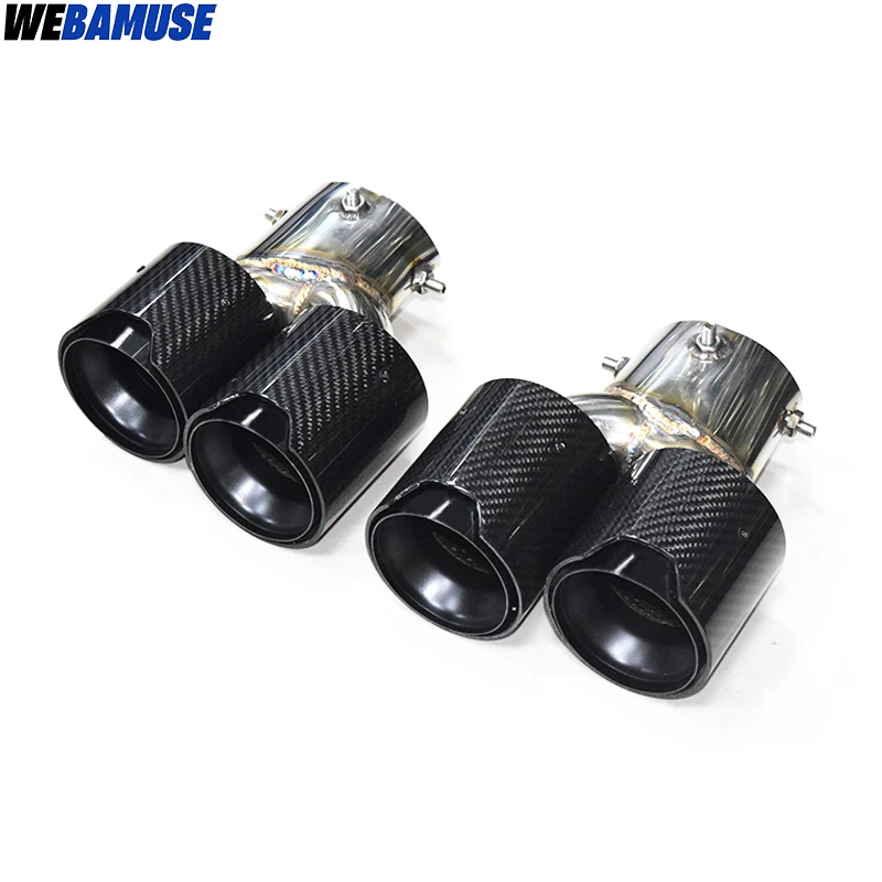 Car Exhaust Carbon Fibre Quad Exhaust Tailpipe For BMW G20 G21 M340i MPE Muffler Black Tailpipe Exhaust System 2019+