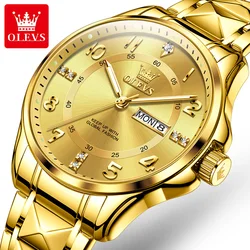 OLEVS 2910 Men's Watches Classic Business Original Quartz Watch for Man Stainless Steel Luminous Waterproof Calendar Reloj