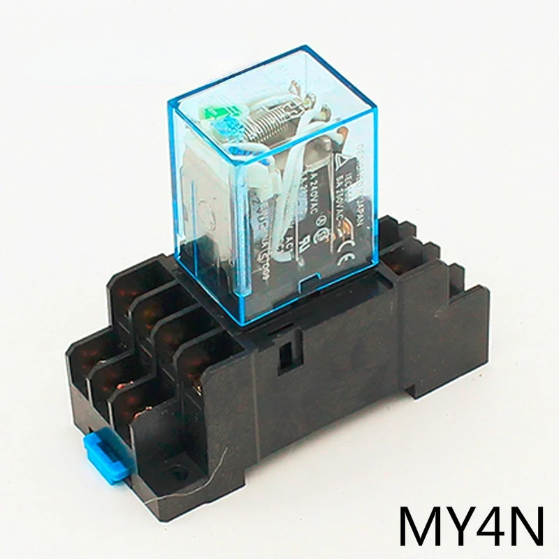 Przekaźnik mocy MY4 MY4NJ z podstawą gniazda do montażu na szynie Din 14 pinów 12 V/24 V 110 V/220 V Przełącznik przekaźnika MY4N