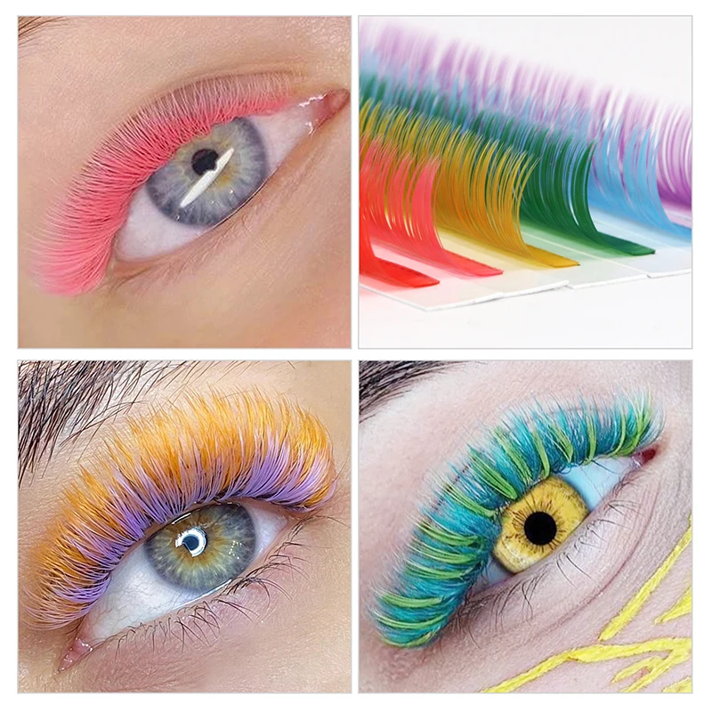 Quewel 5/6 Colors Mix Eyelashes Light Colour Classic Eyelash Extension Synthetic Mink Lashes White Red Pink Green Blue Purple