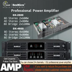 SenMicre DA4600 4X600W 8OHM Professional Power Amplifier 2/4 Channel Audio DJ Subwoofer Line Array Speaker Sound Amplifier