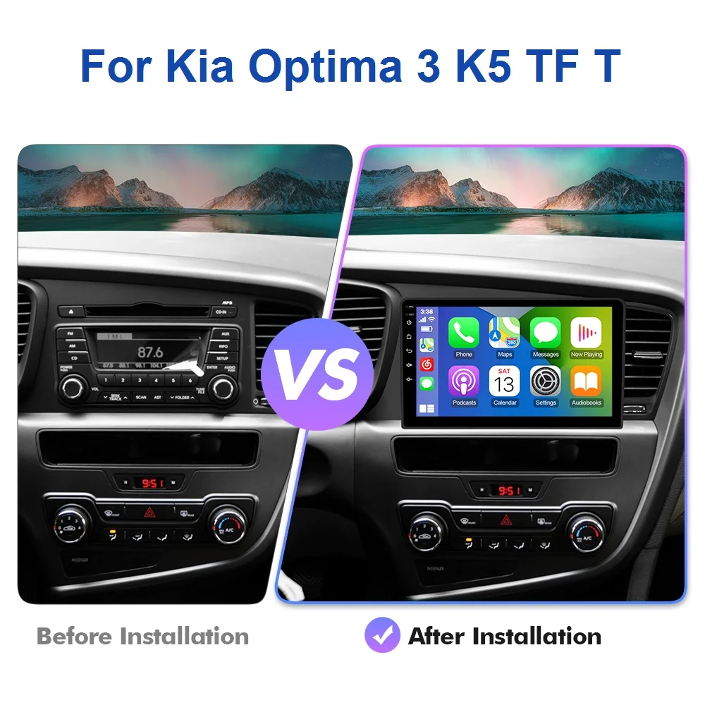 

Isudar T78P Android13 Auto Radio Player For For Kia Optima/KIA K5 2010-2015 Multimedia with frame 2K screen Wireless CarPlay