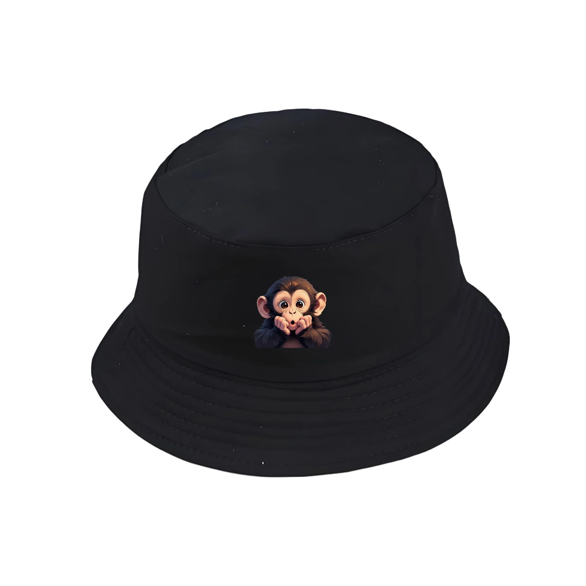 Bucket Hat Cute Monkey Print Fisherman Hat Cotton Packable Casual Y2K Vintage Classic Unisex Summer Outdoor Sun Cap
