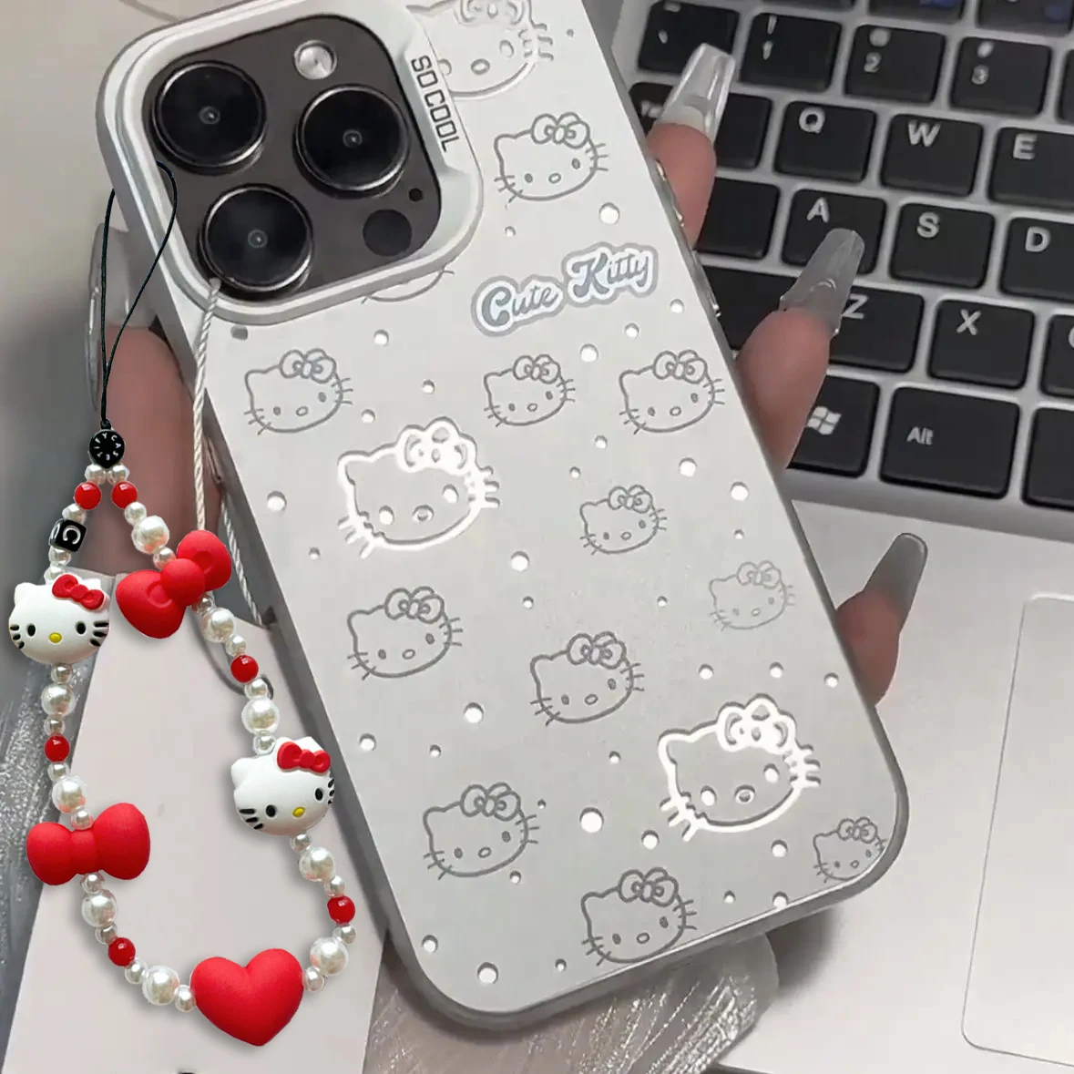 اليابانية الكورية Ins نمط HelloKitty KT القط قضية الهاتف آيفون 16 15 14 13 برو ماكس 11 12 13 برو XR 8 زائد القط مكافحة قطرة قذيفة #6