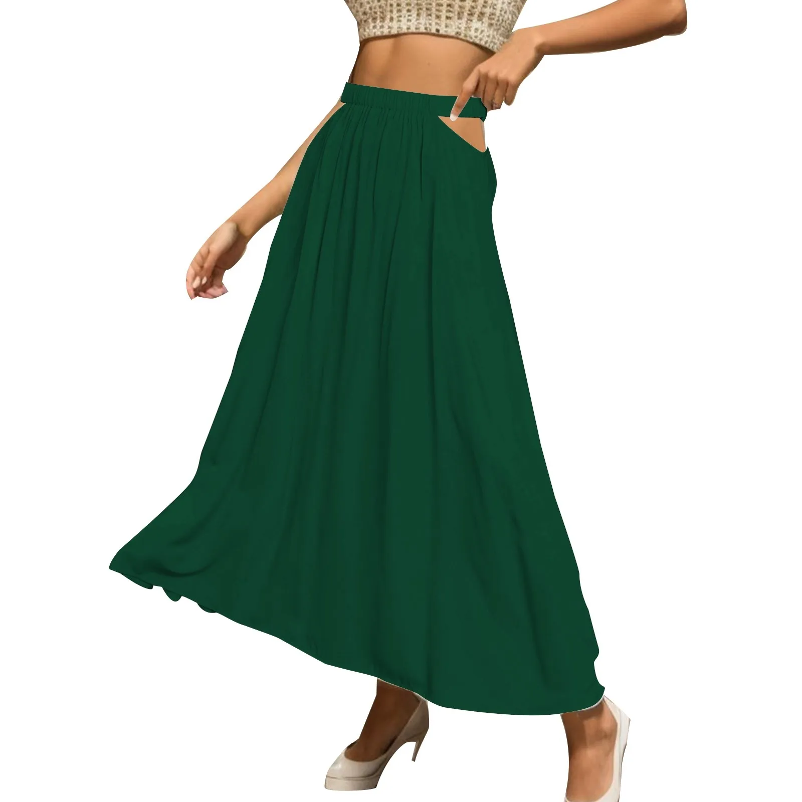 

High Waisted Skirts for Adults Women's High Waist Hollowed Out Solid Color Half Skirt Long Skirt Women Metallic Skirt Tight