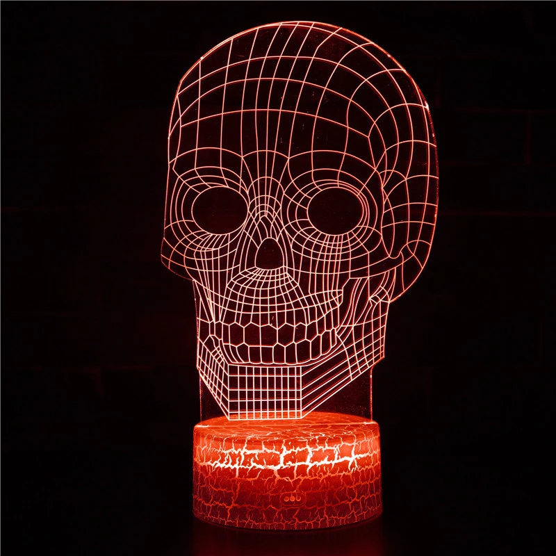 Nighdn acrilc 3D Illusion Skull Lamp LED Night Light per la decorazione della camera da letto lampada da comodino USB regali di Halloween per bambini uomo