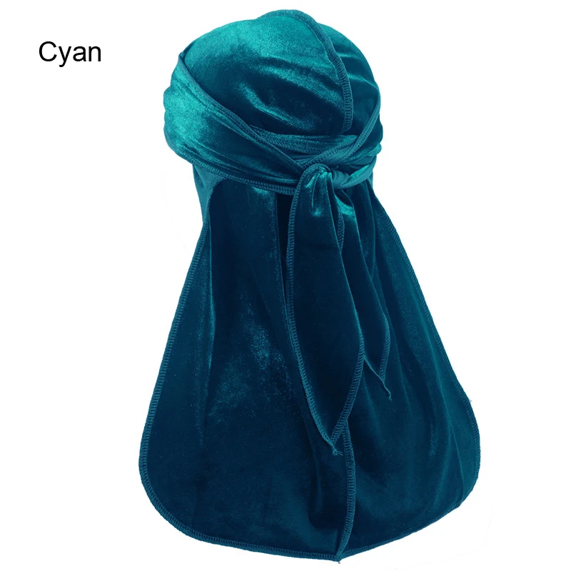 Neue Unisex Samt Durags Bandana Turban Hut Männer Frauen atmungsaktiv warm langen Schwanz Doo Lappen Durags Piraten hut Hip Hop Stirnband