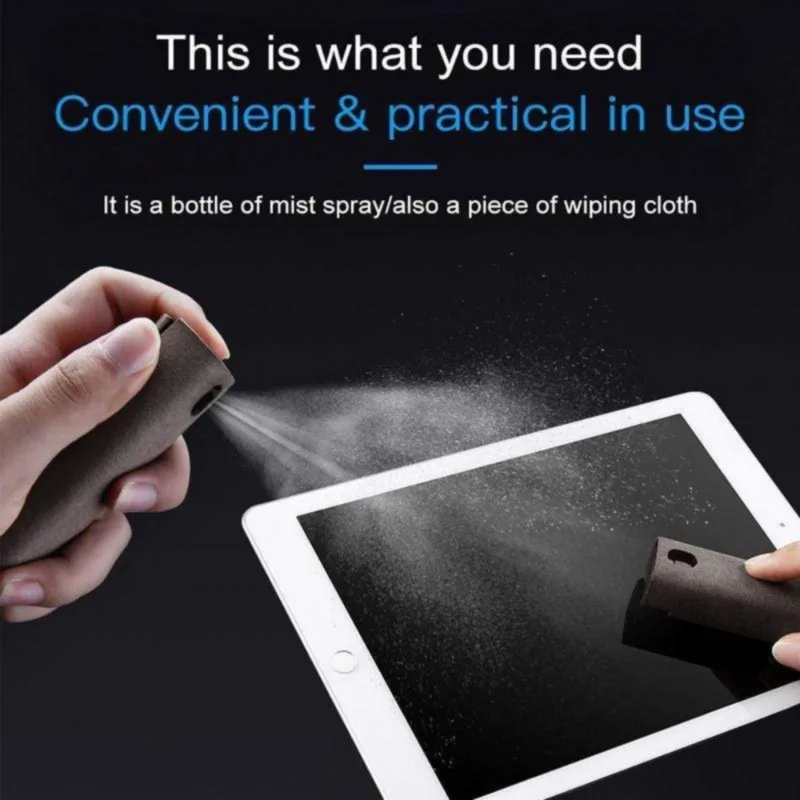 2in1 Mini Screen Cleaner Spray Bottle Set for Mobile Phone Laptop IPad Pro Portable Reusable Screen Cleaning Solution Tools Kit