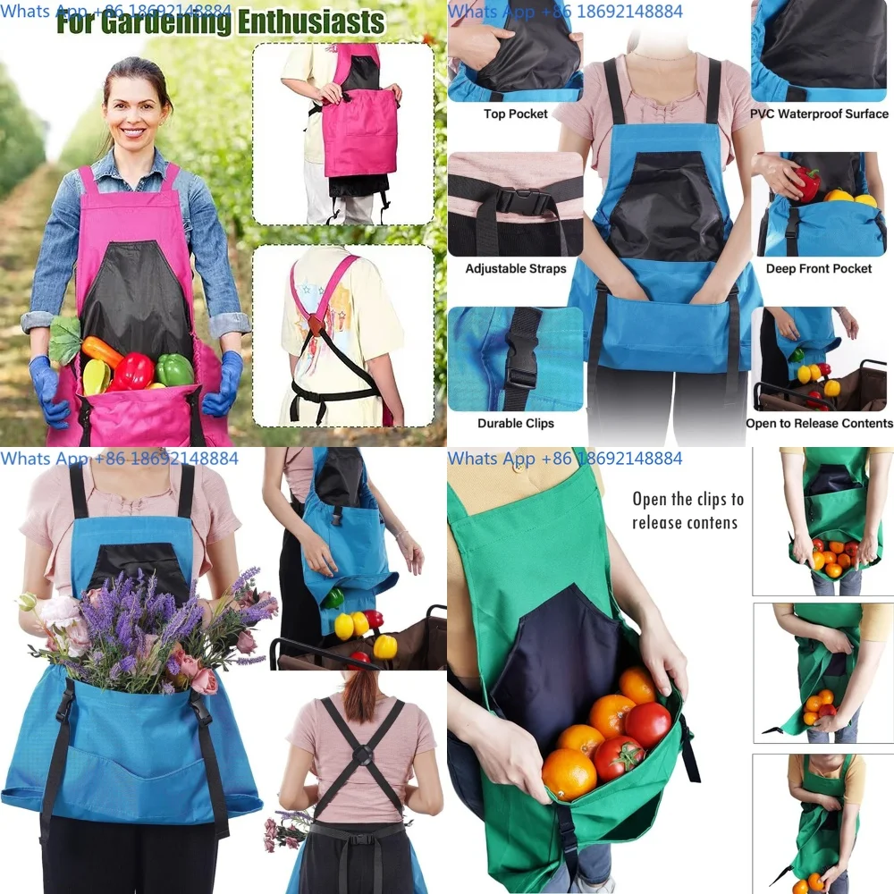 

Garden Picking Apron with Large Pockets Quick Release Tool for Outdoor Harvesting
