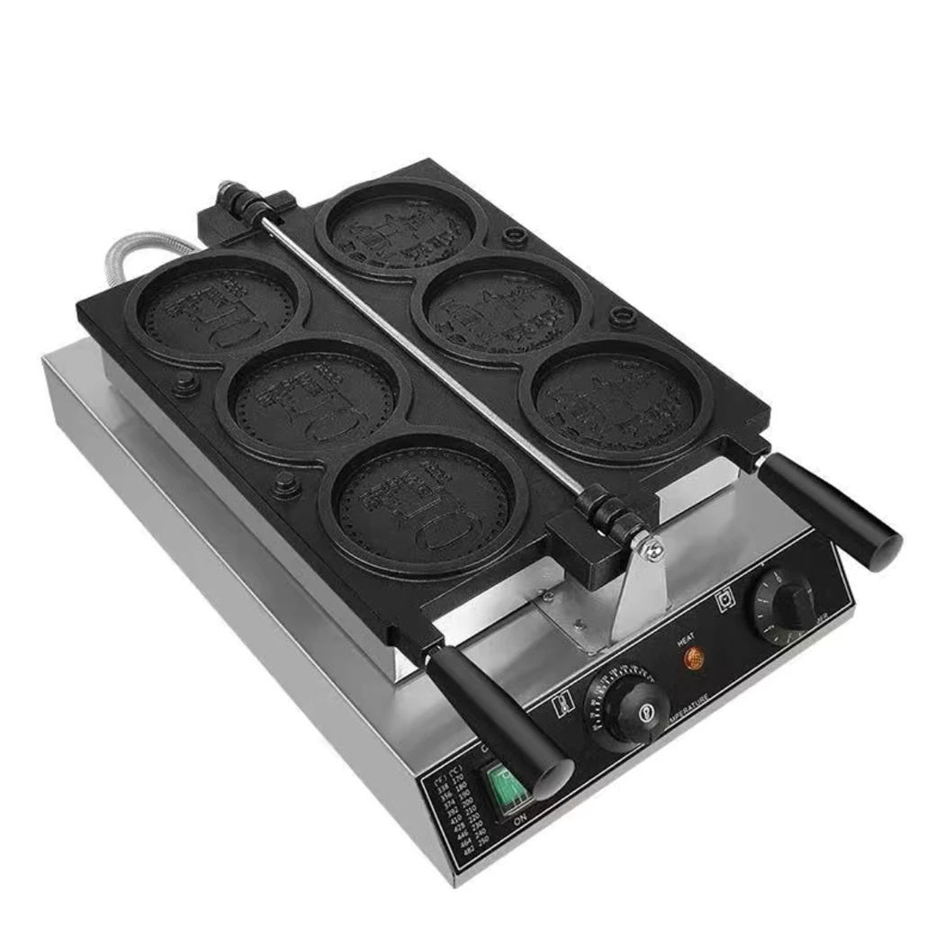 Electric Commercial Korea Coin Scones Waffle Maker for sale 3pcs Gold Coin Waffle Machine