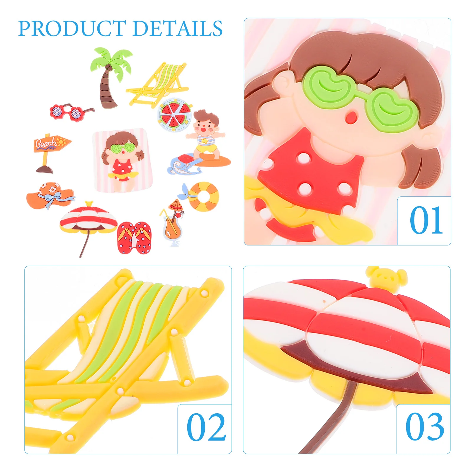 

1Set Birthday Cake Decorations Beach Ocean Theme Cake Topper Colorful Coconut Tree Swim Ring Party Decor Cupcake Topper