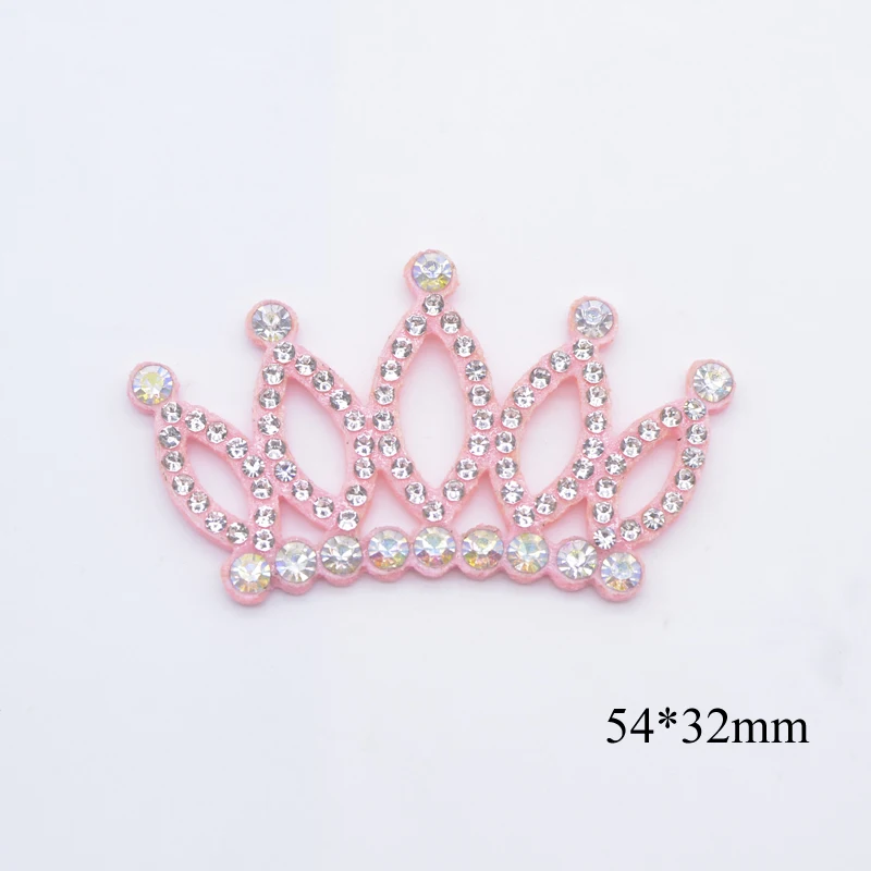 10Pcs Pink Padded Multiple Shaped Crown Rhinestone Applique for DIY Clothes Crafts Decor Patches Headwear Hair Bow Accessories