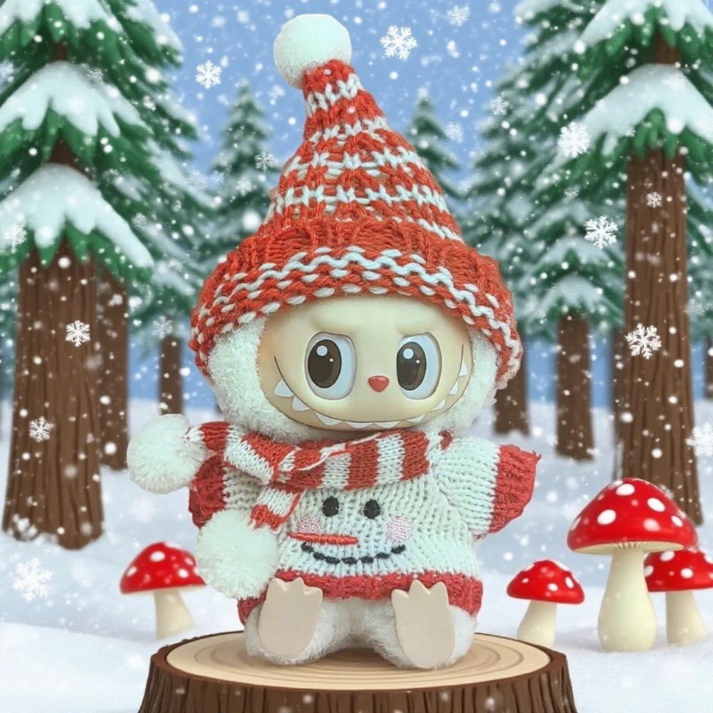 

Cute Doll Clothes Outfit Accessories Christmas Cape Set for 17cm Labubu V2 Mini Doll Clothing Doll Accessories Girl Gift