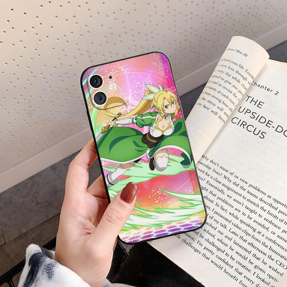 حافظة هاتف على شكل ورقة رسوم متحركة S-Word A-Art O-Online من السيليكون الناعم لهاتف آيفون 16 15 14 13 12 11 Plus Pro Max Plus #6