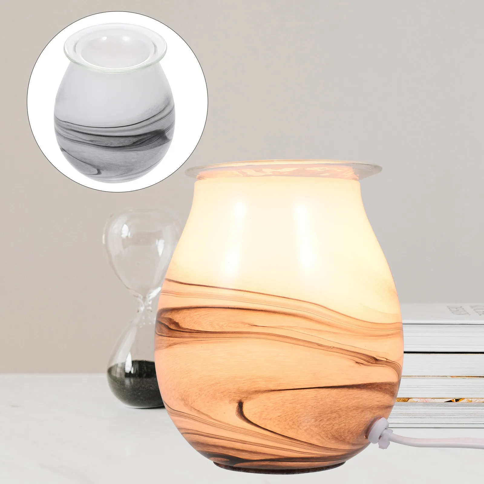 

1Pcs Glass Aroma Lamp Wax Melter Fire-Free Essential Oil Diffuser Indoor Night Light Decorative Home Light Wax Melter