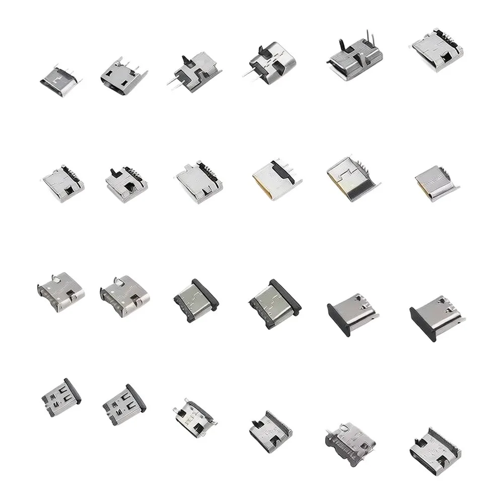 240PCS USB Connector Assortment Kit 24 Types USB And For Sockets Female Socket Component For Circuit Board Repair