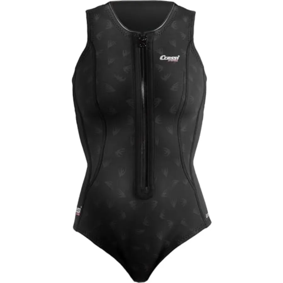 

2 mm short neoprene wetsuit for swimming snorkeling paddleboarding ergonomic cuts front-zip black thermal insulation flexible f