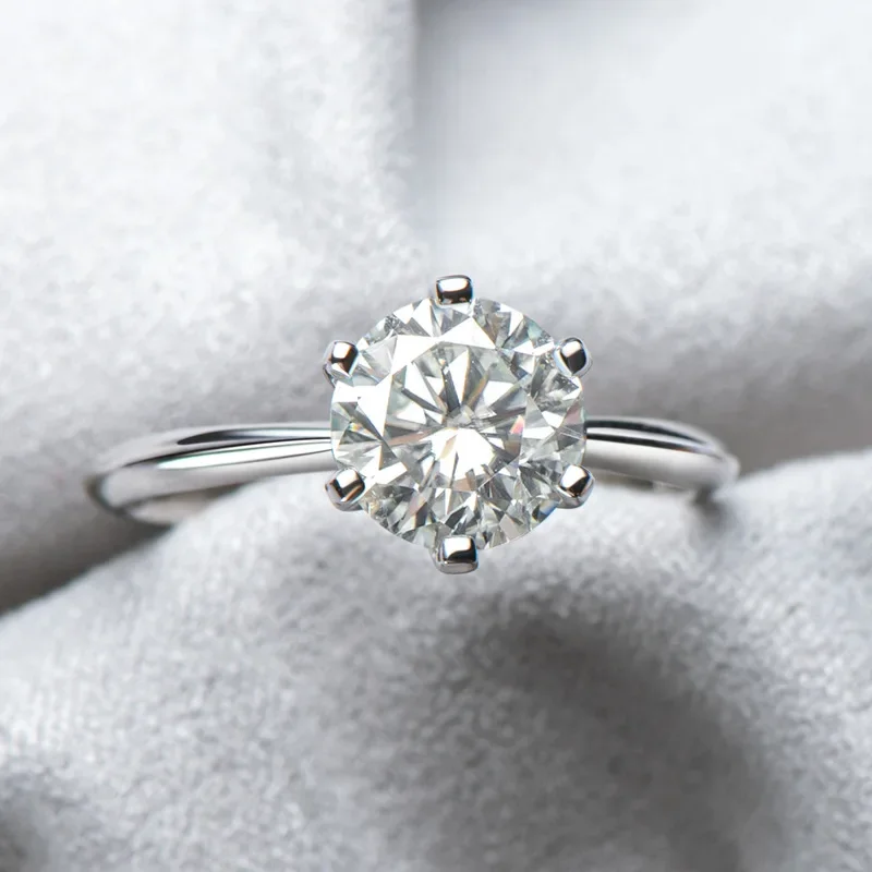 0.5‑10ct Round‑Cut Moissanite Wedding Ring for Women, Classic 6‑Claw GRA‑Certified, 925‑Silver 18k‑Gold‑Plated Engagement Band, Fine Jewelry, Ideal Gift for Her