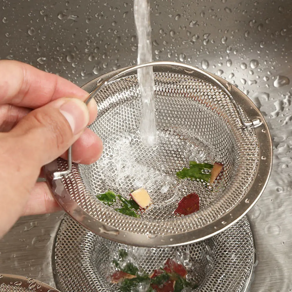 

2Pcs Stainless Steel Sink Strainers Drain Filters Kitchen Bathroom Anti Clogging Food Residue Water Smooth Passage Practical