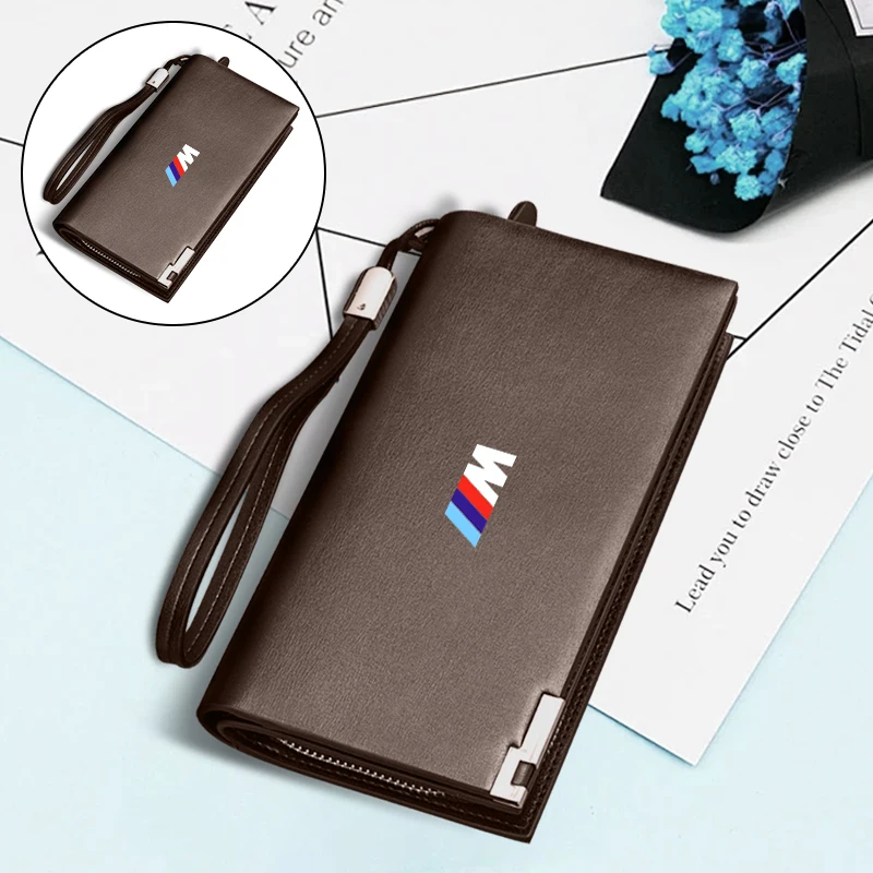 Men Fashion Business Long Wallet Bank Card Handbag Coin Bag Gift For BMW 1  3  5 Series X1 X4 X5 X7 G20 G38 F20 F39 F48 E46 E60