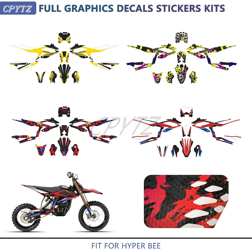 Fit For SURRON Hyper Bee Thickened Motorcycle Full Set Graphics Backgrounds Decal Decoration Sticker Kit Customize Number Name