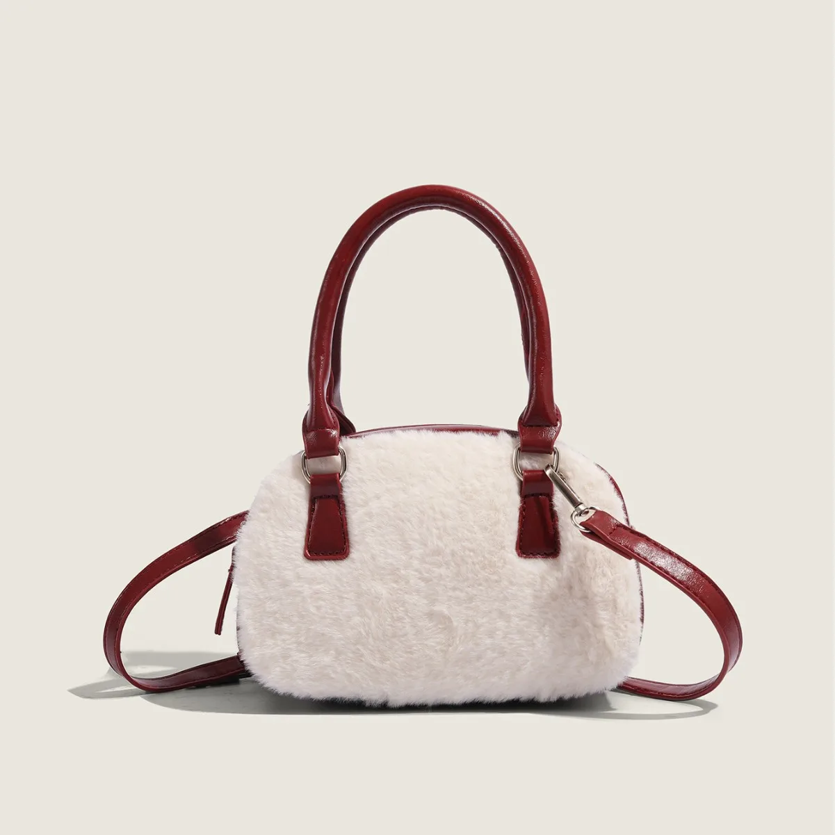 

Женские сумки для боулинга из искусственного меха из искусственной кожи, модные женские сумки на плечо Boston, маленькая сумка через плечо, женская плюшевая сумка-тоут