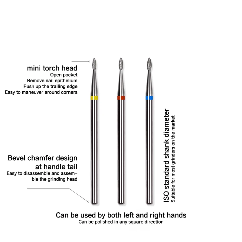 Brocas De Unhas Elétricas, Diamante Cone De Chama, Bocado De Cutícula Russa Rotativa, Broca De Manicure, Acessórios De Unhas