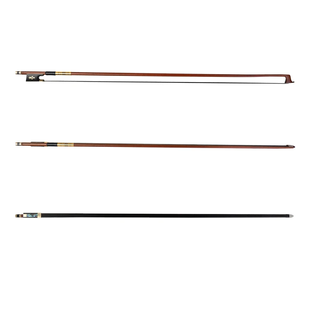 NAOMI Advanced Violin Bow 4/4 Size IPE Violin Bow Round Stick Black Horsehair Ebony Frog Fleur-de-lis Inlay Brass Accessories