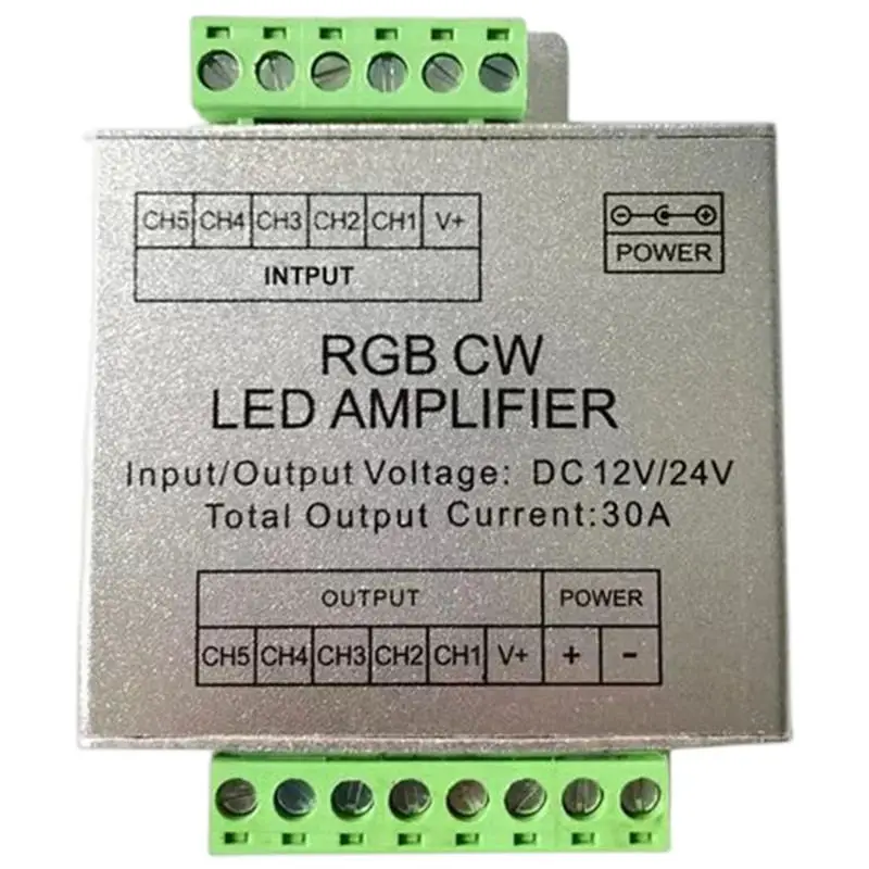 Controlador de amplificador LED, repetidor de potencia de tira CCT, 1CH, 3ch, 4CH, 5CH, 12a, 24a, 30A, 50A, Color único, RGB, RGBW, RGBWW, DC5, 12 y