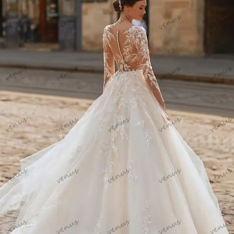 

Luxury Wedding Dresses Gorgeous Bridal Gowns Lace Appliques Full Sleeves Pretty Robe Glamorous Vestidos De Novia Customized 2025