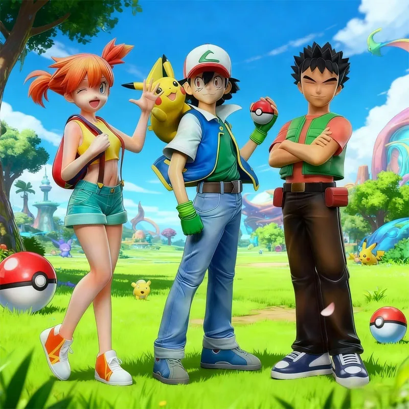 Anime Figur 18cm Ash Ketchum Pvc Gk Statue Modell Sammeln Puppe Für Zimmer Schreibtisch Dekoration Action Figur Spielzeug Mit Brock nebligen