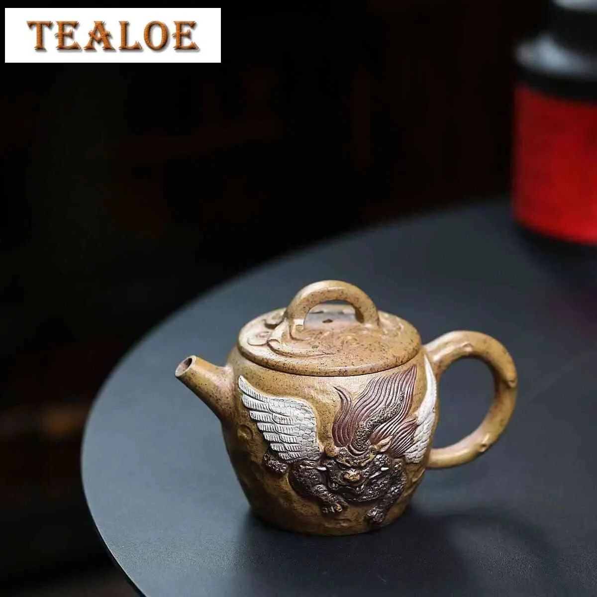 

340ml Yixing Purple Clay Teapots Master Handmade Auspicious Beast Pot Raw Ore Keel Gold Sand Mud Tea Maker Kettle Zisha Tea Set