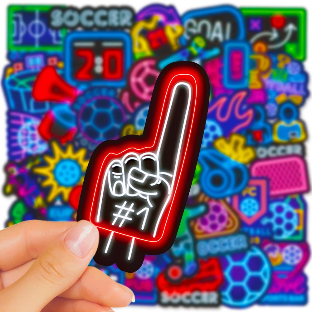 10/30/50pcs Cute Neon Style Football Stickers Soccer Game Cartoon Decals DIY Phone Laptop Luggage Skateboard Bike Graffiti Toys