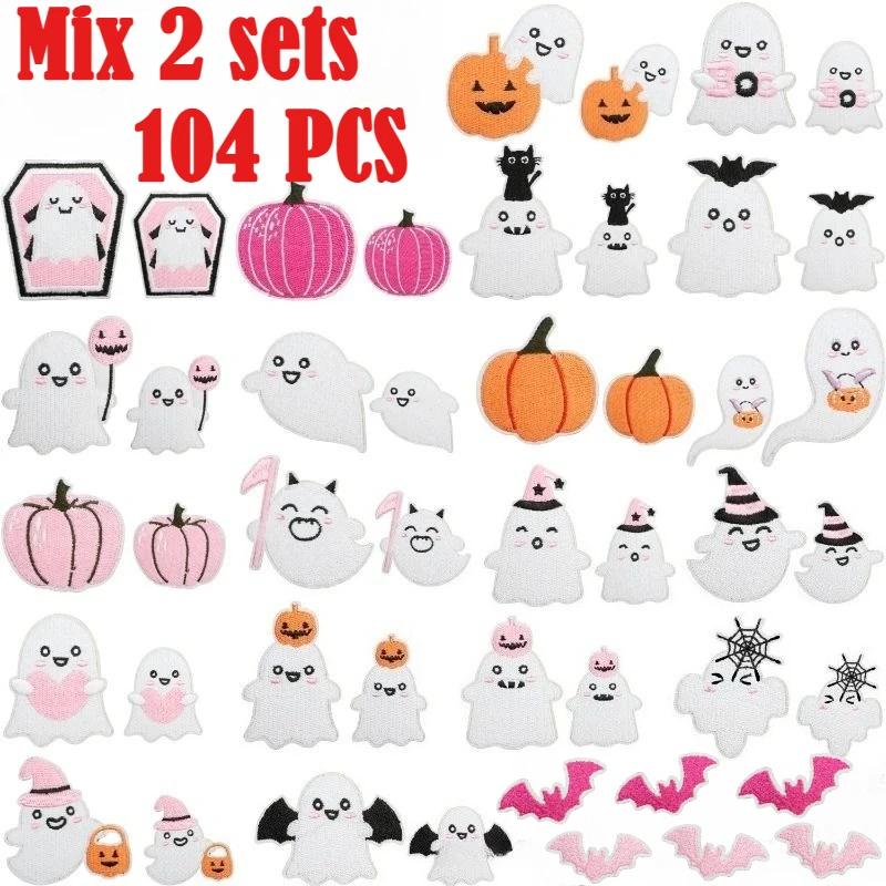 Wholesale in Large Quantities 50/100PCS Halloween Ghost Embroidery Cloth Patch Festive Atmosphere Dress Up Label Pumpkin Spider