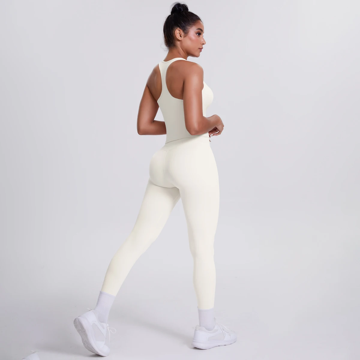 Yoga Top Set Fitness Gym Anzug Training Ärmellose Sport Gym Tops Crossover Zurück Sport Unterwäsche Bauch-steuer Abnehmen – Detail 33
