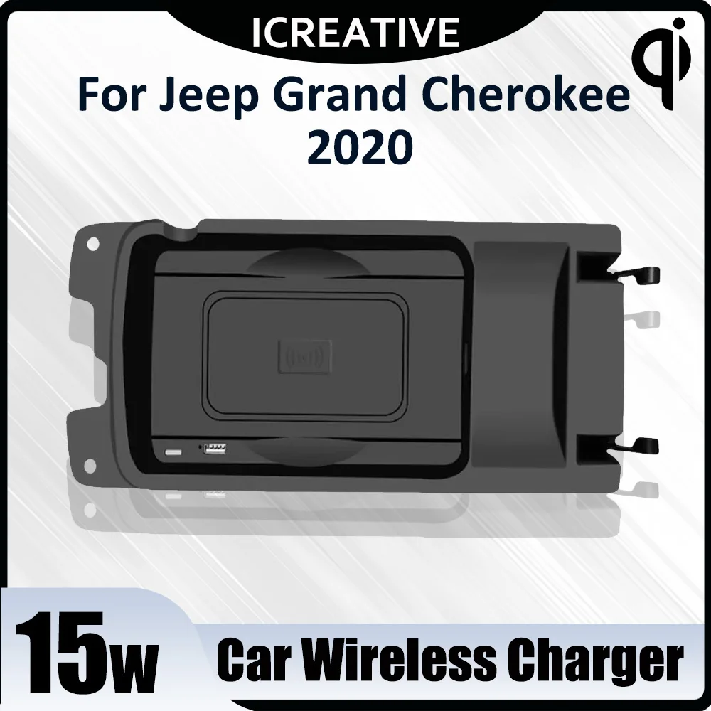 

Wireless Car Charger Qi 15W Fast Charging Pad for Jeep Grand Cherokee 2020 Car Accessories Wireless Charge Center Console Holder