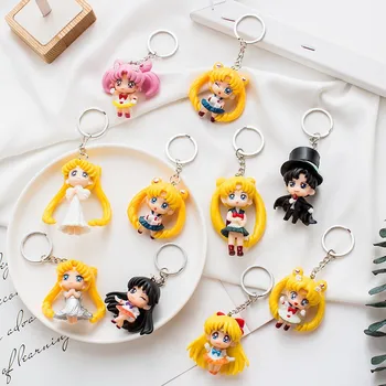 LLavero de coche de Anime Sailor Moon, lindos llaveros Luna cat