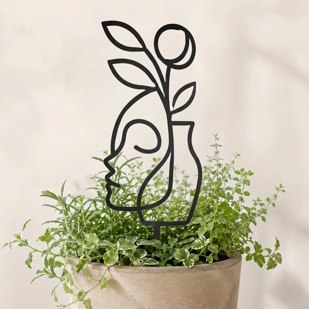 Hollow Out Character Silhouette Plant Stand Moon Bird Strong Load Bearing Plant Fixed Frame Abstract Figure Abstract Line