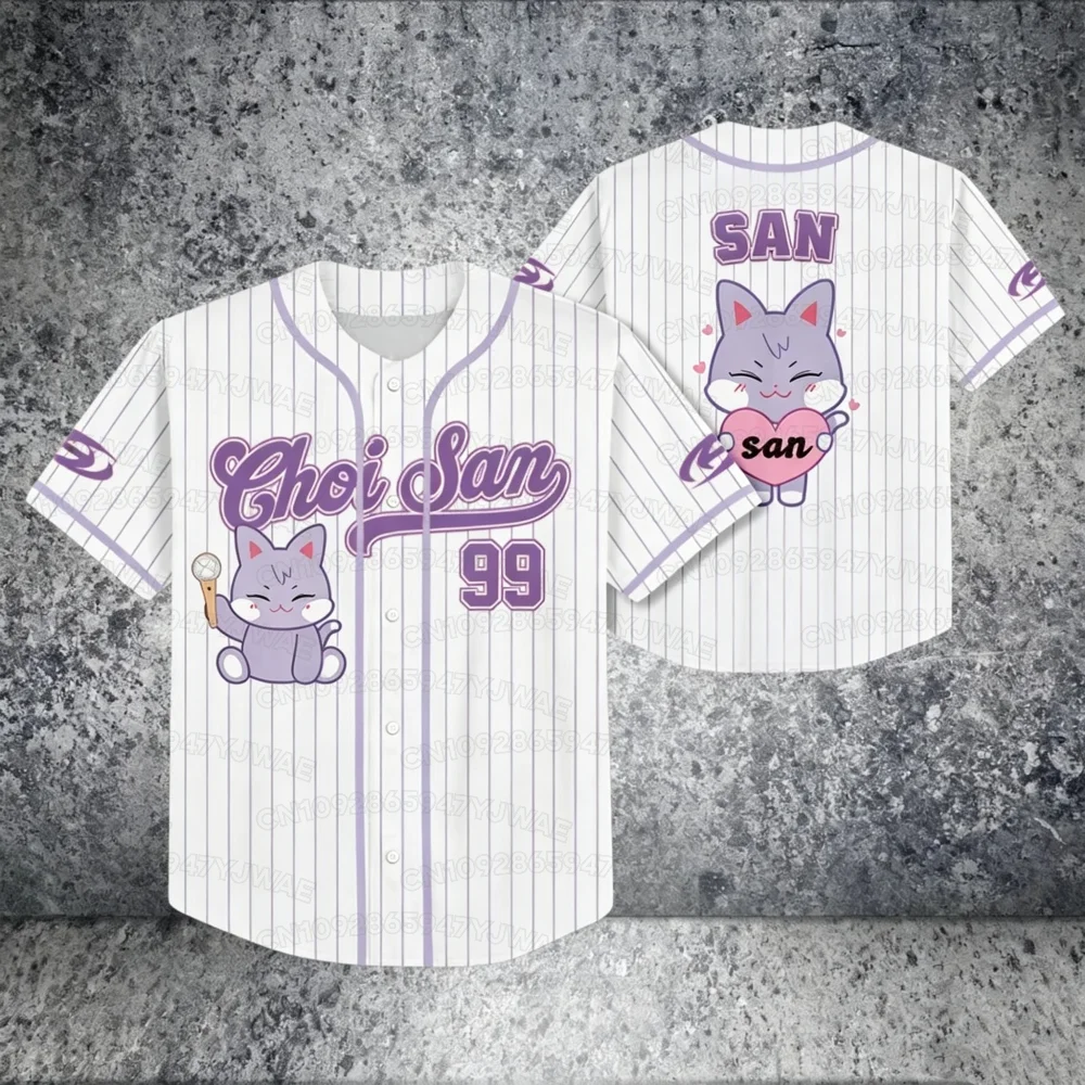 Summer Men's Women's Girl Casual Sports 3D Print Graphic Short Sleeve T-Shirt Ateez Characters Baseball Jersey Kpop Fans Gifts