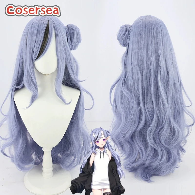 Cosersea Rindou Mikoto Cosplay Wigs Virtual YouTuber Rindou Mikoto 90cm Wavy Blue Mixed Gray Wig Synthetic Hair Heat Resistant