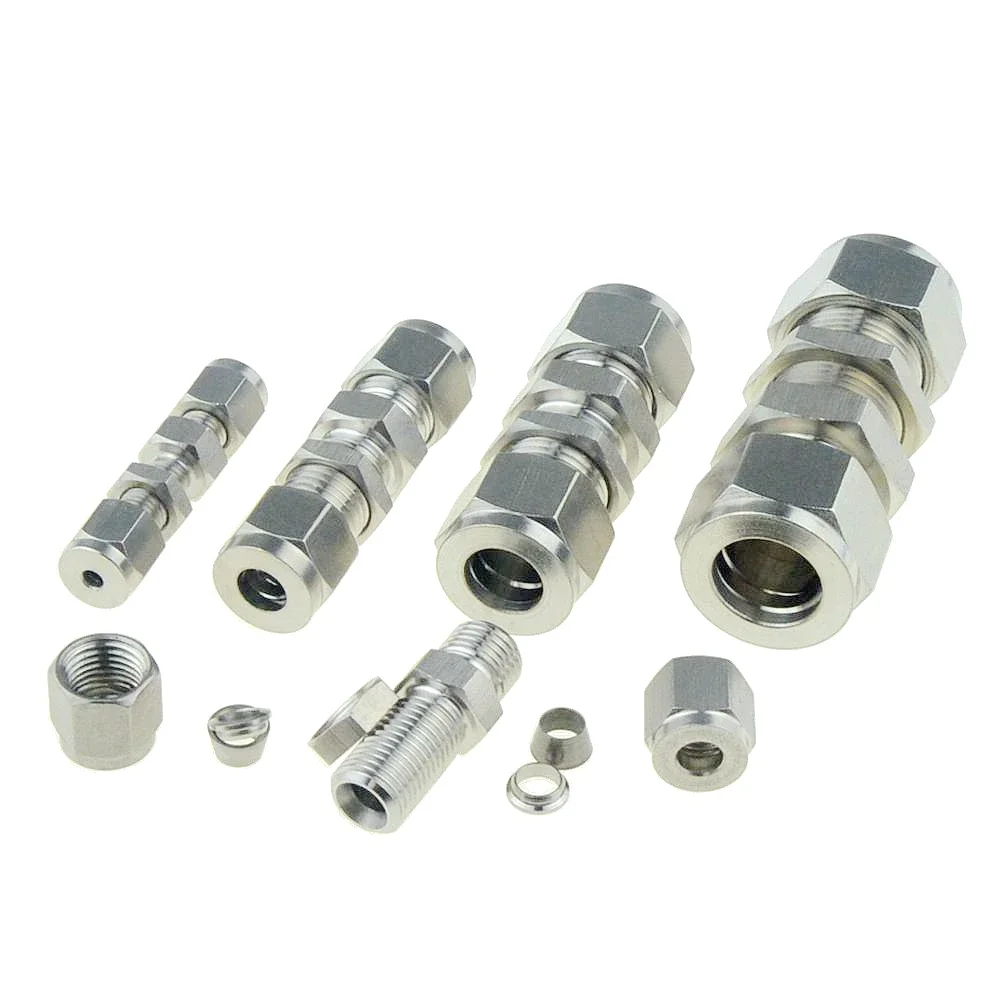 SUS 304 Compression Ferrule Pipe Fitting 6mm 8 10 12mm Conversion Adapter 1/4 1/2 Tube Stainless Steel Coupler Connector YDF-LOK