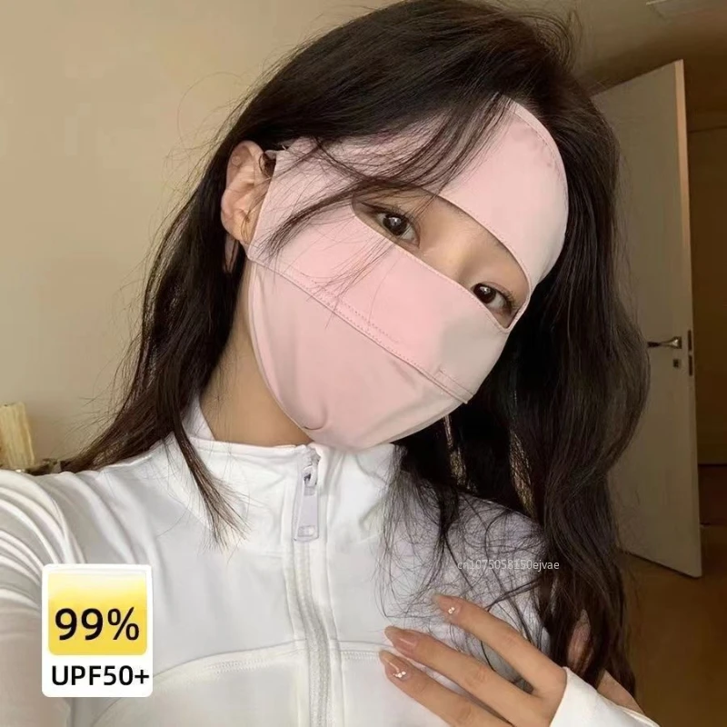 Летняя маска для лица с полным покрытием, ледяной шелк, защита от ультрафиолета, солнцезащитная маска, дышащая маска для лица, солнцезащитный козырек, велосипедная солнцезащитная маска