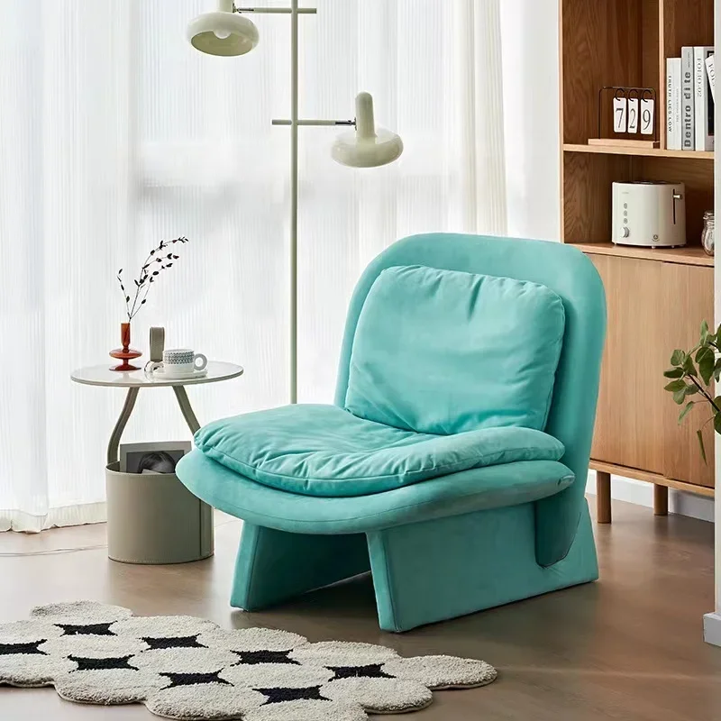 Modern solid wood living room lounge chair frosted fabric upholstered single leisure chair