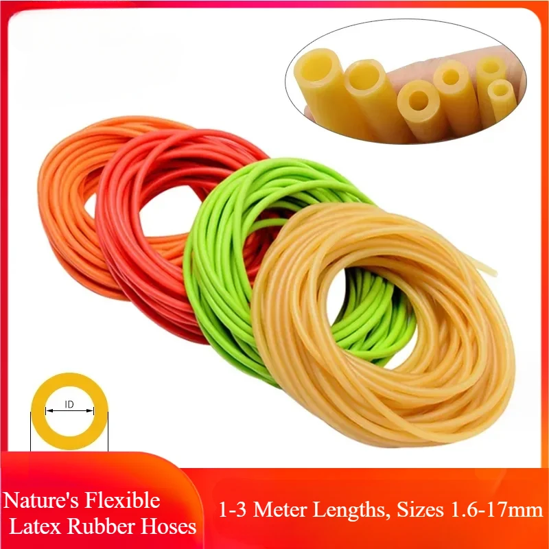 

Nature's Flexible Latex Rubber Hoses: 1-3 Meter Lengths, Sizes 1.6-17mm, Ideal for Medical, Slingshots, and Catapults