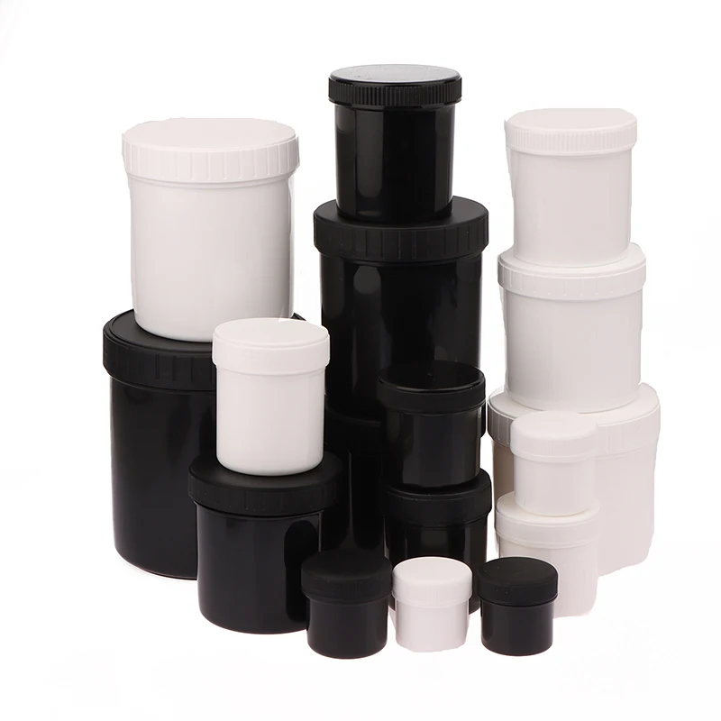 Pot en plastique blanc/noir de 30 à 1000ml, 1 pièce, pot de masque, pot de crème, réservoir de stockage des aliments, récipient vide cosmétique, boîte de maquillage