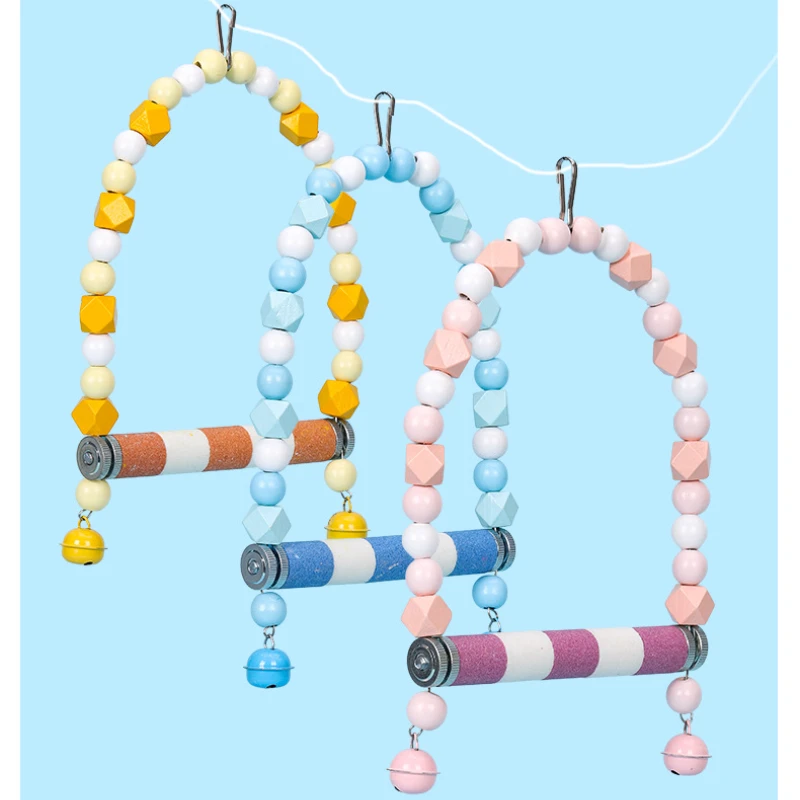 

Swing Parrot Toy Bird Swing with Bells Parrot Stand Claw Grinding Rod Birdie Toys Bird Cage Accessories Budgie Bird Toys