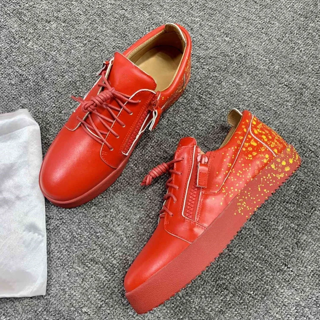 

Top Hight Quality Casual Sneakers For Men and Women Real Leather Brand Designer Unisex Tennis Shoes GZ Zipper Loafer Shoes G0368
